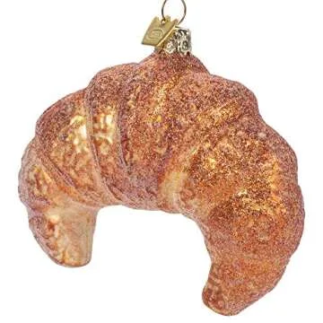 Noble Gems Croissant Glass Christmas Ornament for Holiday Decor
