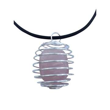 Healing Crystals and Stones - 7 Chakra Stone Set with Rose Quartz and Cage Necklace– Charged with Reiki Energy - Carry a Spiritual Stone with You and Raise Your Vibrational Frequency