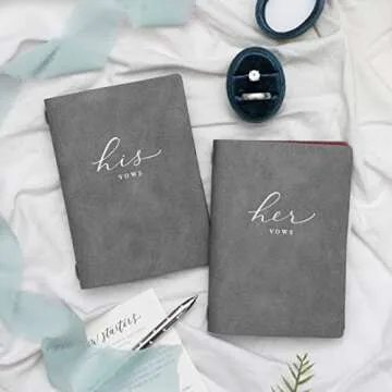 J&A Homes Leatherette Wedding Vow Books His and Hers – Perfectly Sized, Vow Booklets with White Lettering – Vows Book Her & Him, Wedding Essentials Idea, Wedding Registry Gifts