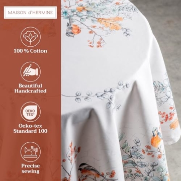 Maison d'Hermine Round Cotton Tablecloth for Festive Dining