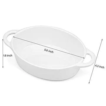 Foraineam 6 Colors Oval Porcelain Ramekins 10 oz Oven Safe Creme Brulee Souffle Baking Ramekin Dishes Bowl with Double Handles