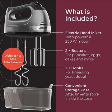 Mueller Electric Hand Mixer - 5 Speed Turbo with Storage Case