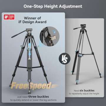 SmallRig AD-80 FreeBlazer Tripod System - 75" Tall, Fluid Head, Adjustable Height
