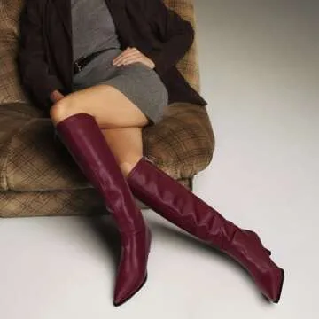 Stylish MICIFA Burgundy Kitten Heel Boots for Women