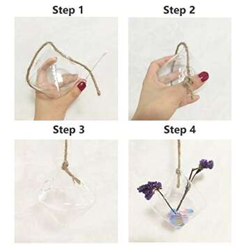 Fashionstorm Glass Hanging Planters Indoor Outdoor Plant Pots Water Plant Containers Flower Pots Glass Terrariums Wall Vases 3 Pieces