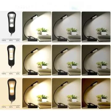 Book Light Reading Lights for Books in Bed with 3 Colors and 9 Brightness, LED Book Reading Light with Clip for Kids, USB Reading Light for Bed, Sofa, Music Stand, Office, Travel (Black Basic)