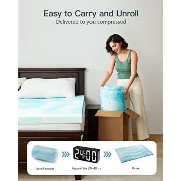 PERLECARE 2 Inch Queen Memory Foam Mattress Topper, Cooling Gel Infused Mattress Pad, Ventilated Bed Topper for Pressure Relief Back Pain, CertiPUR-US Certified