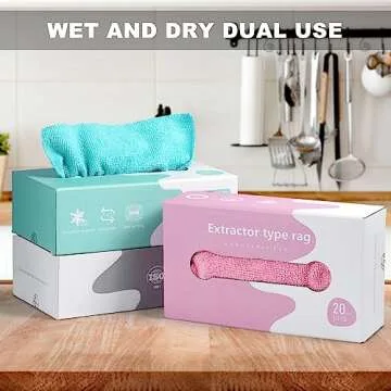 Luiruey Microfiber Cleaning Cloth Rags in A Box (20 Count) -7.9" x 7.9" Reusable Microfiber Towels for Cars - Edgeless Terry Towels,Small Microfiber Towel for Home, Kitchen (Pink)