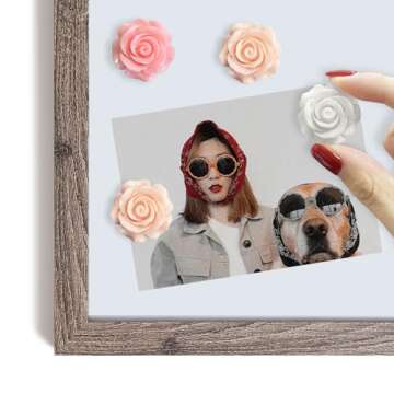 15 pcs Cute Flower Magnets - Pink Rose for Decoration