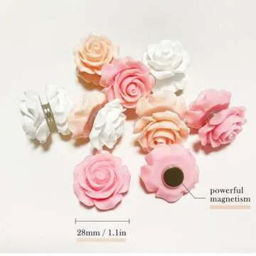 15 pcs Cute Flower Magnets - Pink Rose for Decoration