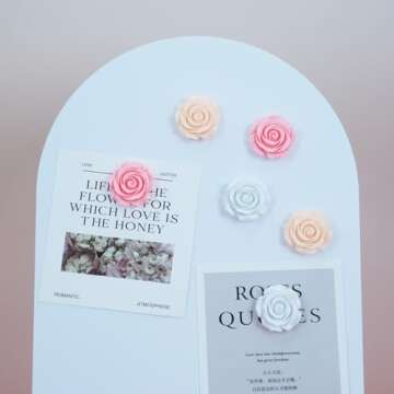 15 pcs Cute Flower Magnets - Pink Rose for Decoration