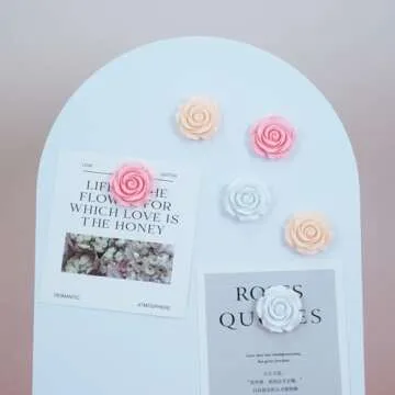 15 pcs Cute Flower Magnets - Pink Rose for Decoration