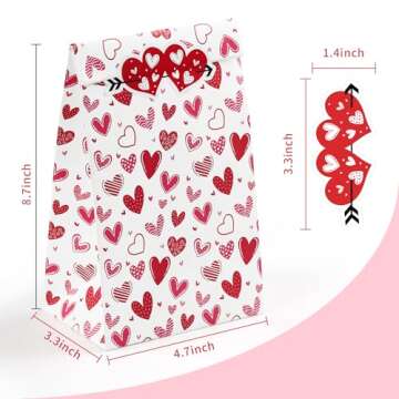 Valentines Bags - 24 PCS Valentines Gift Bags for Class School,Valentine Treat Bags with Stickers - Valentine Goodie Bags for Kids | Valentines Day Gifts for Kids - Valentines Decorations Party Favors