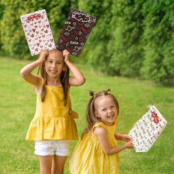 Valentines Bags - 24 PCS Valentines Gift Bags for Class School,Valentine Treat Bags with Stickers - Valentine Goodie Bags for Kids | Valentines Day Gifts for Kids - Valentines Decorations Party Favors