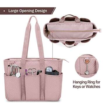 Fasrom Nurse Tote Bag for Work Nurses, Clinical Bag for Nursing Students and Home Health Care Staff, Pink (Empty Bag Only)