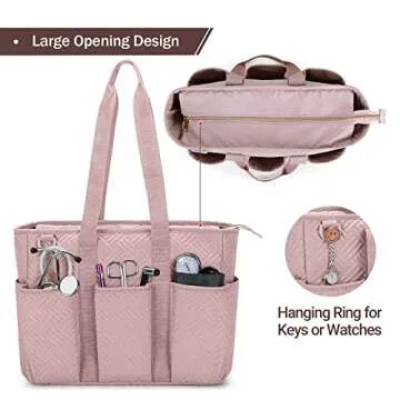 Fasrom Nurse Tote Bag for Work Nurses, Clinical Bag for Nursing Students and Home Health Care Staff, Pink (Empty Bag Only)