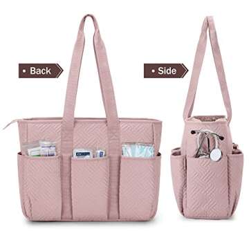 Fasrom Nurse Tote Bag for Work Nurses, Clinical Bag for Nursing Students and Home Health Care Staff, Pink (Empty Bag Only)