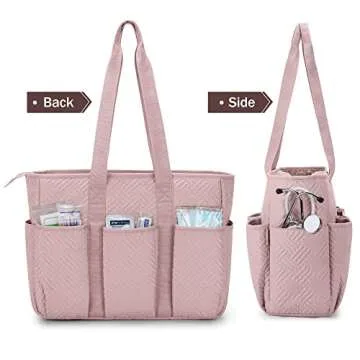 Fasrom Nurse Tote Bag for Work Nurses, Clinical Bag for Nursing Students and Home Health Care Staff, Pink (Empty Bag Only)
