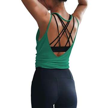LEXISLOVE Womens Summer Workout Tank Tops Sexy Open Back Backless Yoga Shirt Activewear Workout Clot...