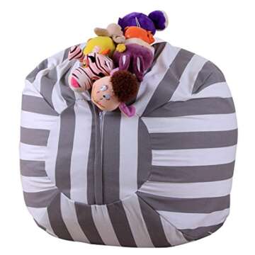 WensLTD Stuffed Animals Storage Bean Bag Cover - Kids Bedroom Organizer for Plush Cuddly Jumbo Animal Toys (A)
