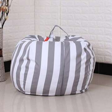 WensLTD Stuffed Animals Storage Bean Bag Cover - Kids Bedroom Organizer for Plush Cuddly Jumbo Animal Toys (A)