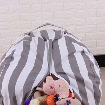 WensLTD Stuffed Animals Storage Bean Bag Cover - Kids Bedroom Organizer for Plush Cuddly Jumbo Animal Toys (A)