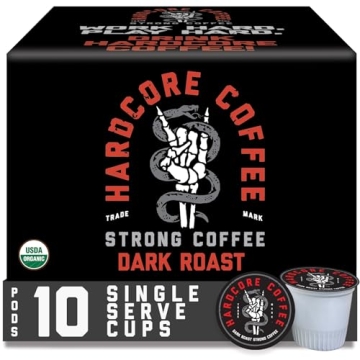 Hardcore Single Serve Coffee Pods for Strong, High Caffeine Brew - 10 Count