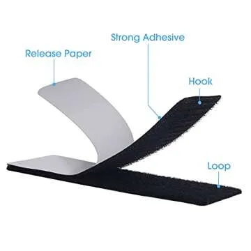 Industrial Strength Sticky Back Fastener | 2 x 6 Inch 6 Sets | Interlocking Tape Mounting Tape for Carpet, Couch Cushions, Pedal Board - Black