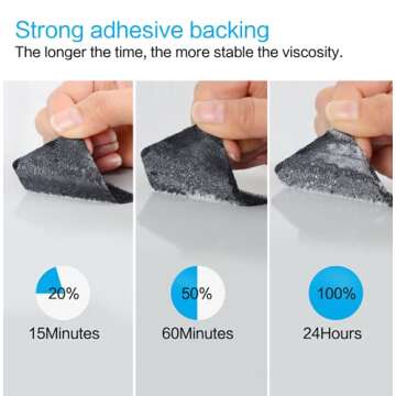 Industrial Strength Sticky Back Fastener | 2 x 6 Inch 6 Sets | Interlocking Tape Mounting Tape for Carpet, Couch Cushions, Pedal Board - Black