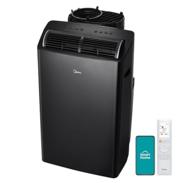 Midea MAP14S1TBL Duo Ultra Quiet Smart HE Inverter Portable Air Conditioner, Dehumidifier, and Fan, ...
