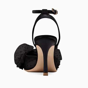 Coutgo Womens Bow Tie Heels Sandals Slingback Peep Toe Wedding Heels Mesh High Stiletto Heel Summer Cute Wedding Bridal Shoes Black