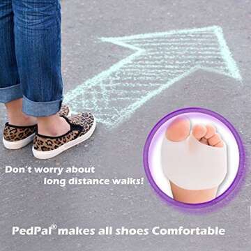 Ball of Foot Cushions and Metatarsal Pads PedPal, Bunion Relief, Prevent Calluses and Blisters, Comfy Walk in Tight Shoes, Forefoot Cushion, Ball of Foot Pads and PedPal for Men and Women