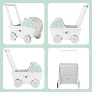 WOODENFUN Wooden Baby Push Walker with Big Toy Chest for Toddlers