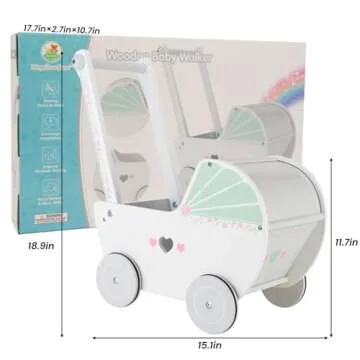 WOODENFUN Wooden Baby Push Walker for Toddlers and Kids