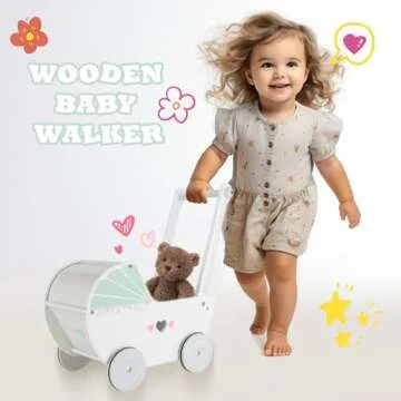 WOODENFUN Wooden Baby Push Walker for Toddlers and Kids