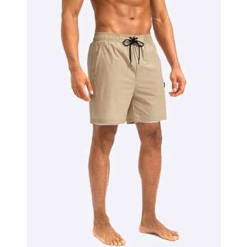 G Gradual Mens Swim Trunks - Quick Dry Compression Liner 5 inch Inseam, Zipper Pocket