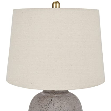 Nourison 23" Rustic Brown with Gray Undertones Ceramic Pot Table Lamp for Bedroom, Living Room, Dining Room, Office, with Beige Shade