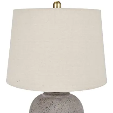 Nourison 23" Rustic Brown with Gray Undertones Ceramic Pot Table Lamp for Bedroom, Living Room, Dining Room, Office, with Beige Shade