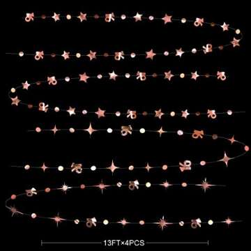 Rose Gold Number 16 Circle Dot Twinkle Star Garland Kit Metallic Hanging Streamer Bunting Banner Bac...