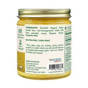 Organic Garlic Ghee - Grassfed & Gluten Free 7.8 oz