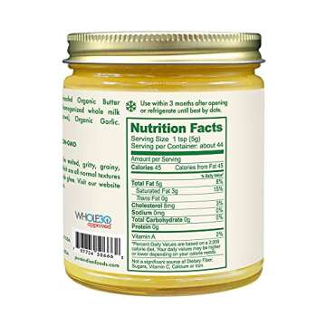 Organic Garlic Ghee - Grassfed & Gluten Free 7.8 oz