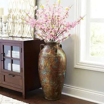 Grunyia Artificial Cherry Blossom Branches Fake Flower Silk Tall Stems for Home Wedding Table Vase Decor (4 Pcs, Pink)