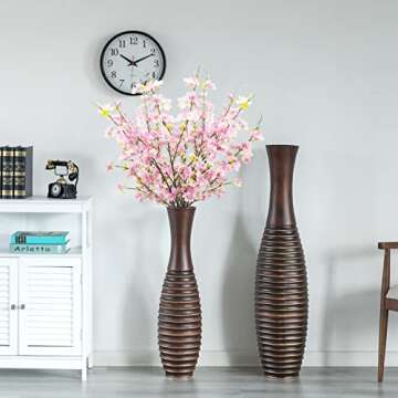 Grunyia Artificial Cherry Blossom Branches Fake Flower Silk Tall Stems for Home Wedding Table Vase Decor (4 Pcs, Pink)