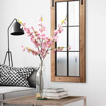 Grunyia Artificial Cherry Blossom Branches Fake Flower Silk Tall Stems for Home Wedding Table Vase Decor (4 Pcs, Pink)