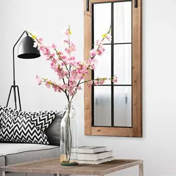 Grunyia Artificial Cherry Blossom Branches Fake Flower Silk Tall Stems for Home Wedding Table Vase Decor (4 Pcs, Pink)