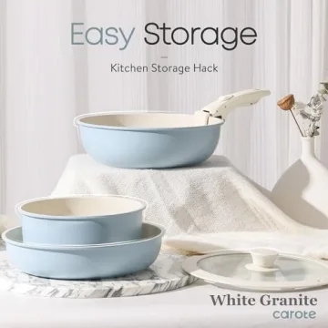CAROTE Nonstick Cookware Set with Removable Handle
