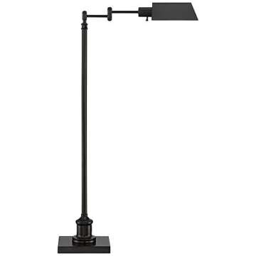 Regency Hill Jenson Traditional Adjustable Pharmacy Floor Lamp Standing Base Swing Arm 54" Tall Dark Bronze Metal Bright Downward Light for Living Room Reading House Bedroom