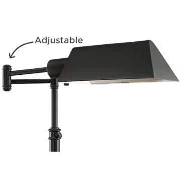 Regency Hill Jenson Traditional Adjustable Pharmacy Floor Lamp Standing Base Swing Arm 54" Tall Dark Bronze Metal Bright Downward Light for Living Room Reading House Bedroom