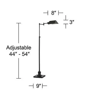 Regency Hill Jenson Traditional Adjustable Pharmacy Floor Lamp Standing Base Swing Arm 54" Tall Dark Bronze Metal Bright Downward Light for Living Room Reading House Bedroom