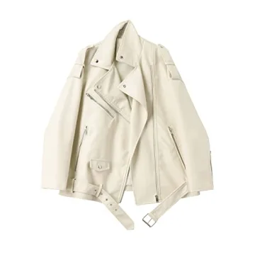 LY VAREY LIN Vintage Faux Leather Biker Jacket for Women - Stylish & Windproof